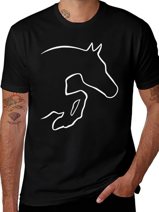 Horse Jumping Outline Graphic Tee - Stylish Equestrian Shirt