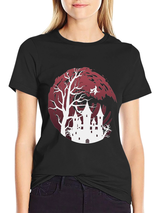 Halloween Castle Graphic Tee - Spooky Season Apparel