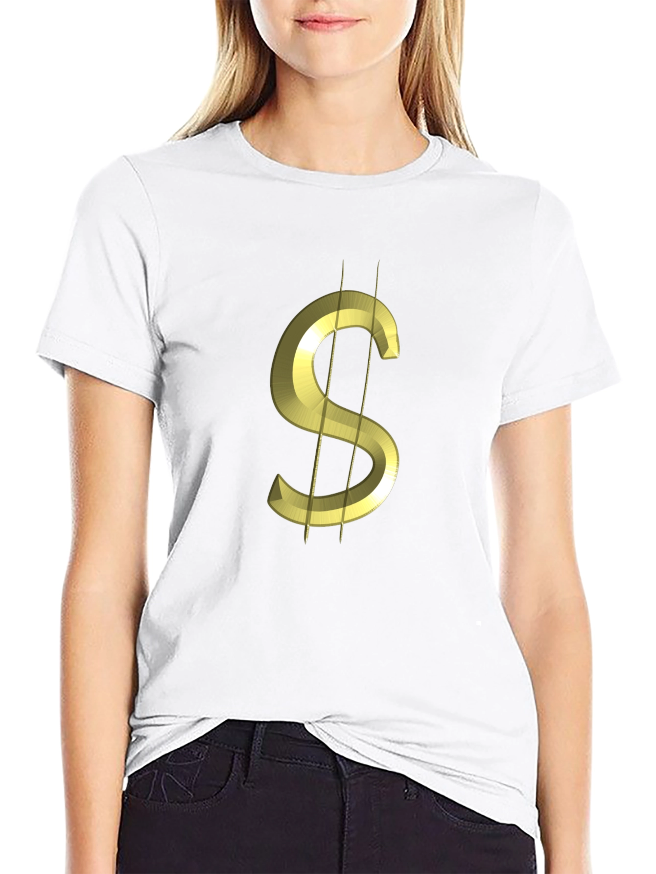 Golden Dollar Sign Black T-Shirt