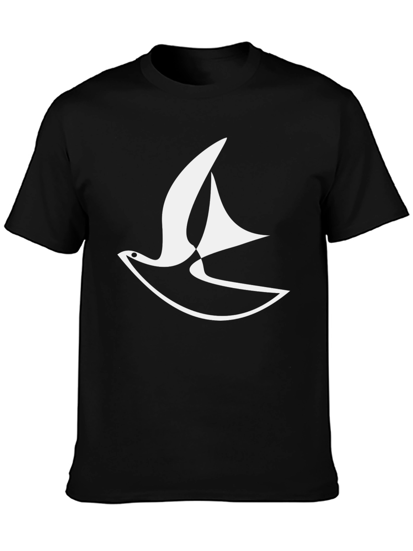Stylish Black Tee with Abstract Bird Design
