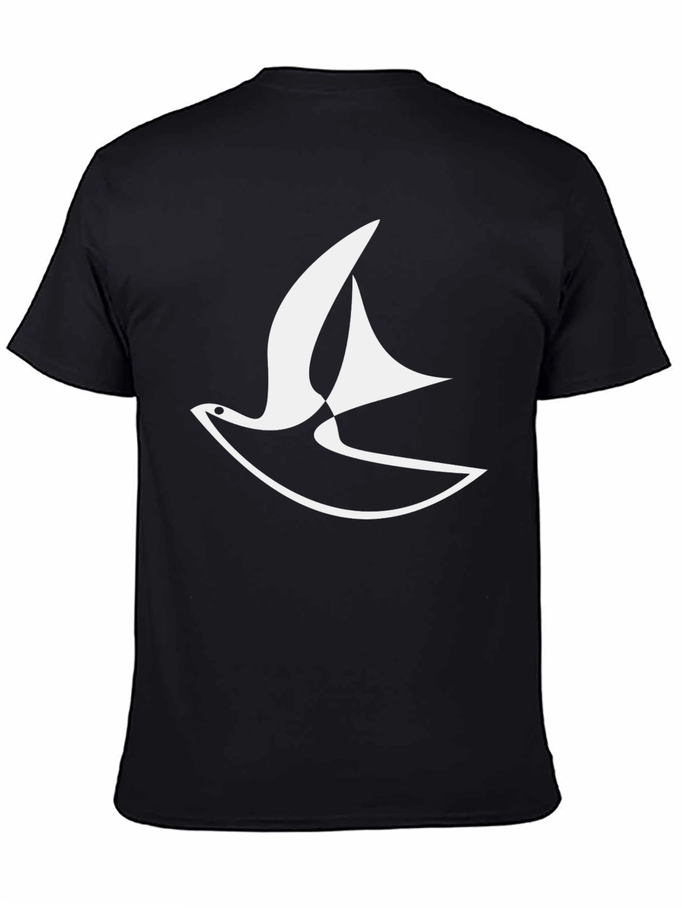 Stylish Black Tee with Abstract Bird Design