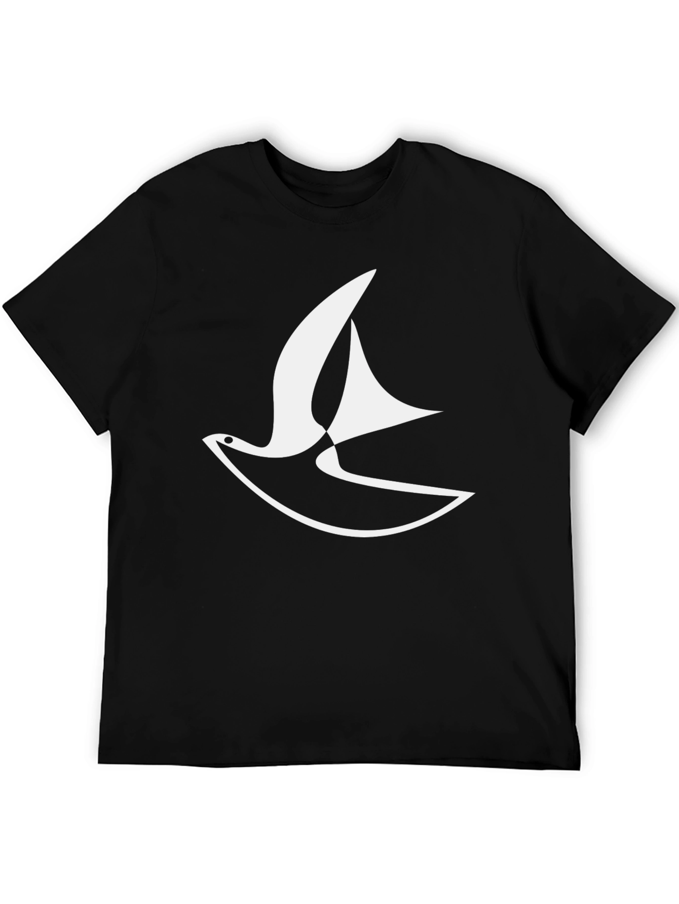 Stylish Black Tee with Abstract Bird Design