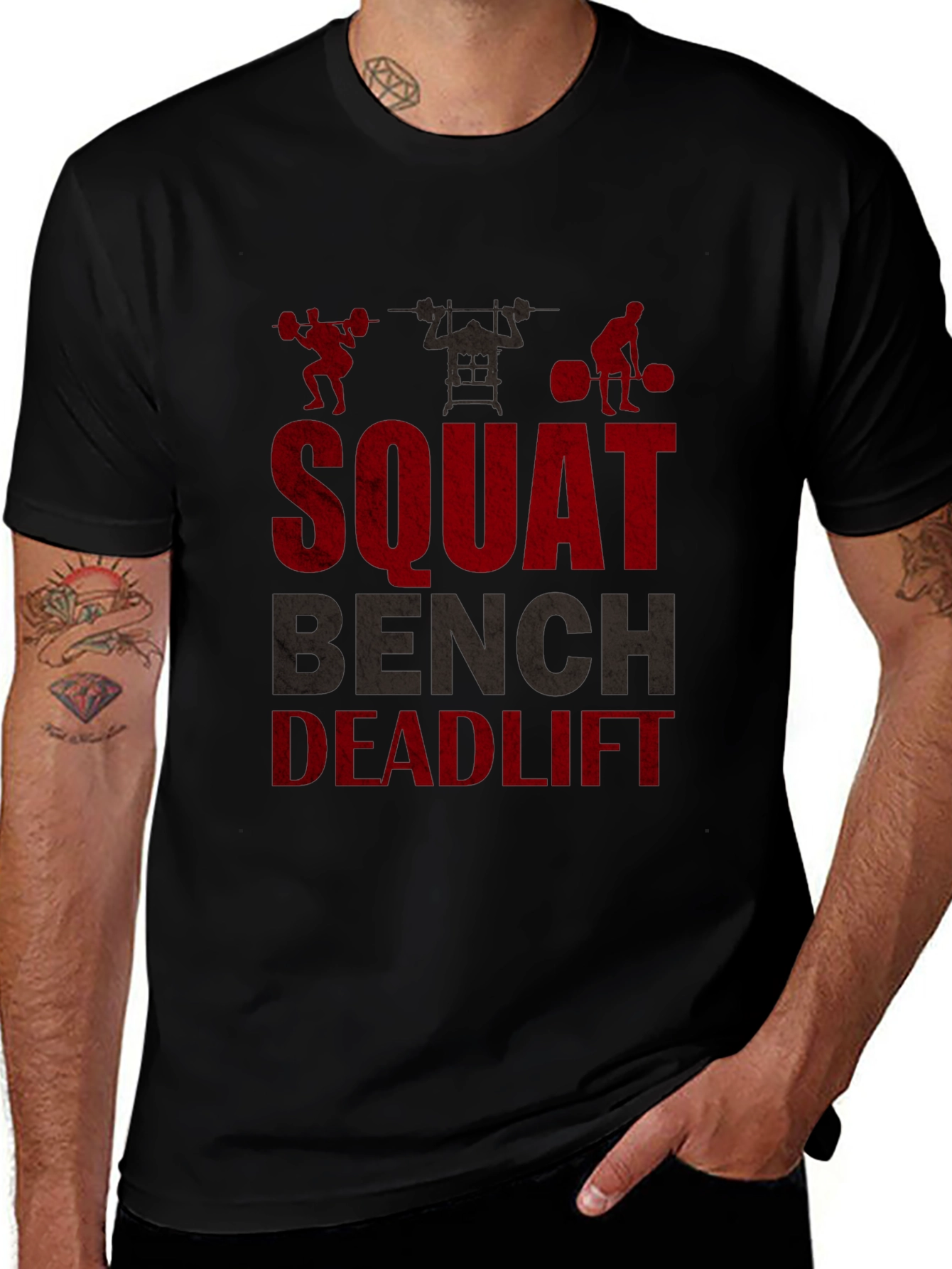 Squat Bench Deadlift Graphic Tee - Gym Motivation