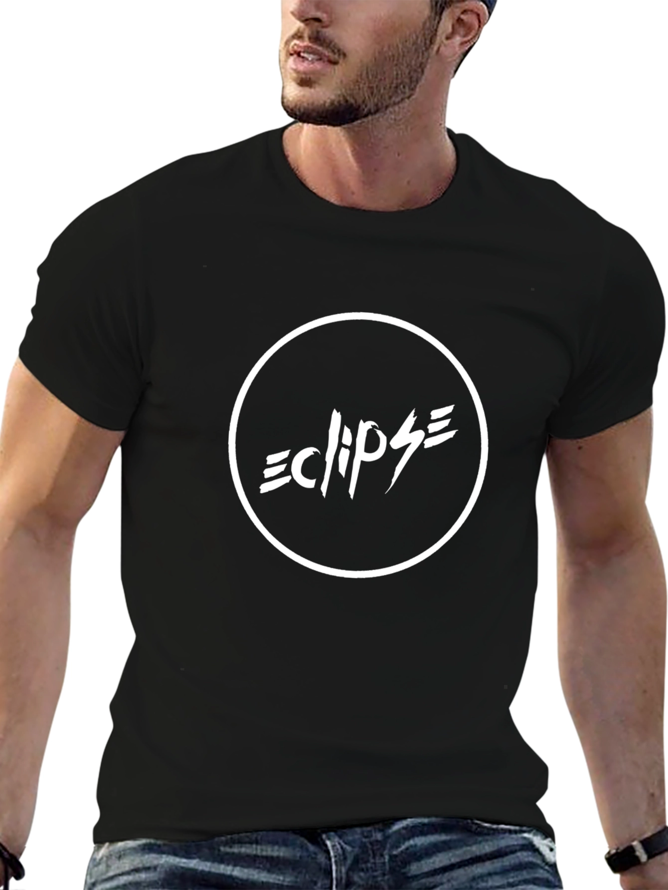 Eclipse Graphic Tee - Cool Black Cotton T-Shirt