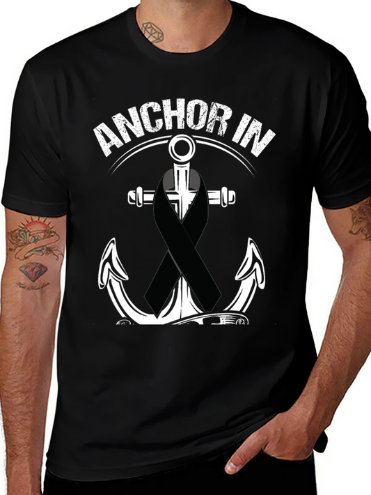 Anchor In T-Shirt With Black Ribbon