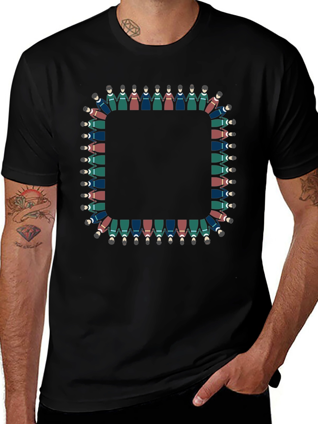 Circle of People Graphic Tee - Unisex Black T-Shirt