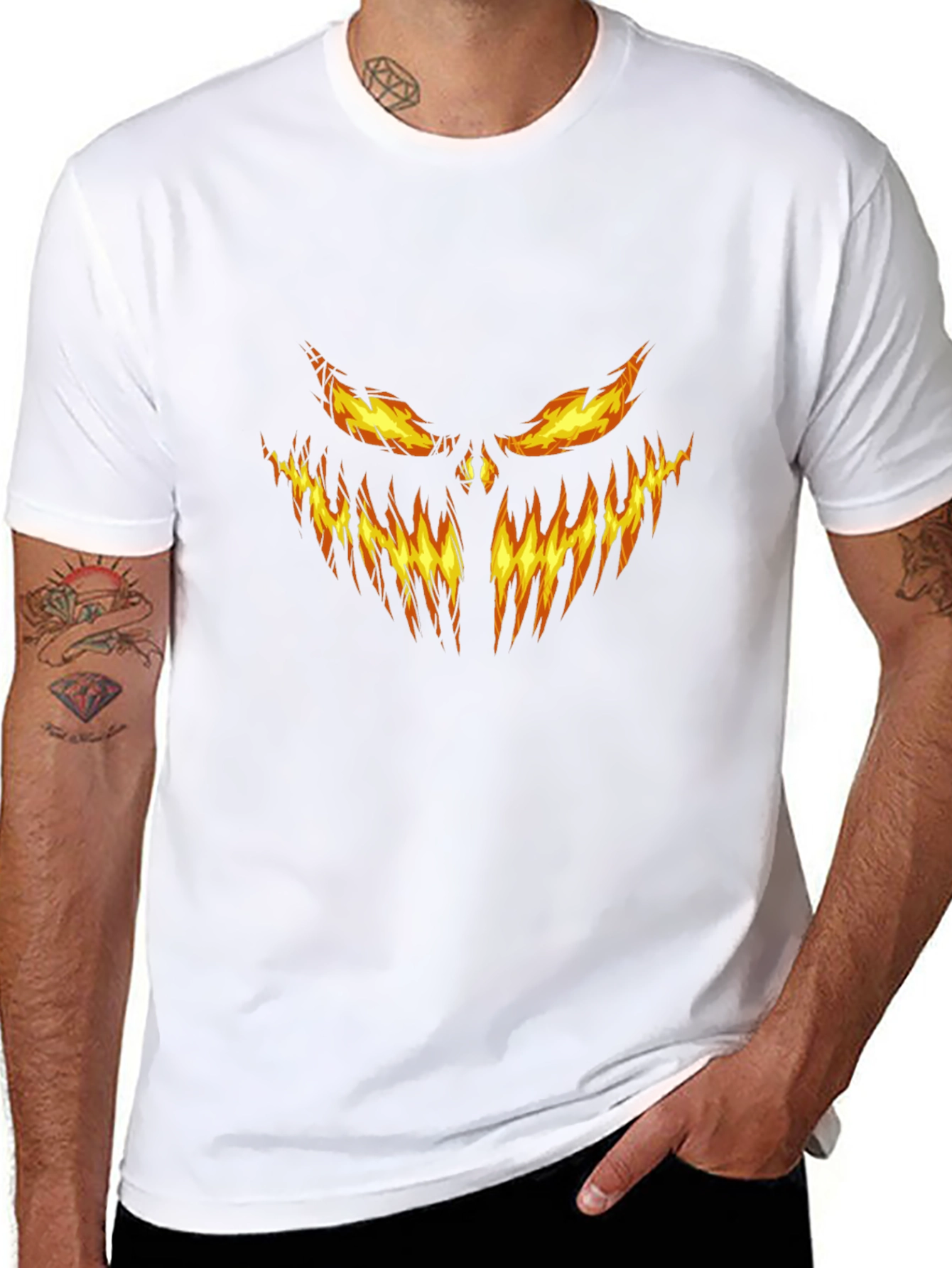 Fiery Pumpkin Face Graphic Tee