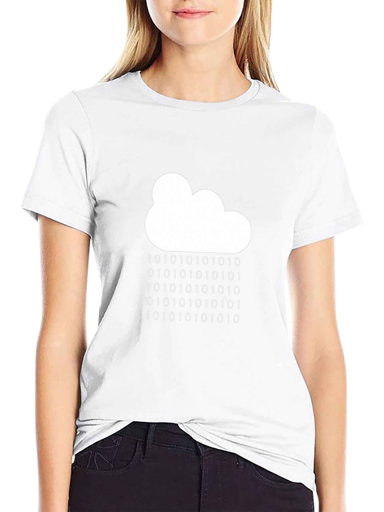 Cloud Binary Code T-Shirt - Geeky Style