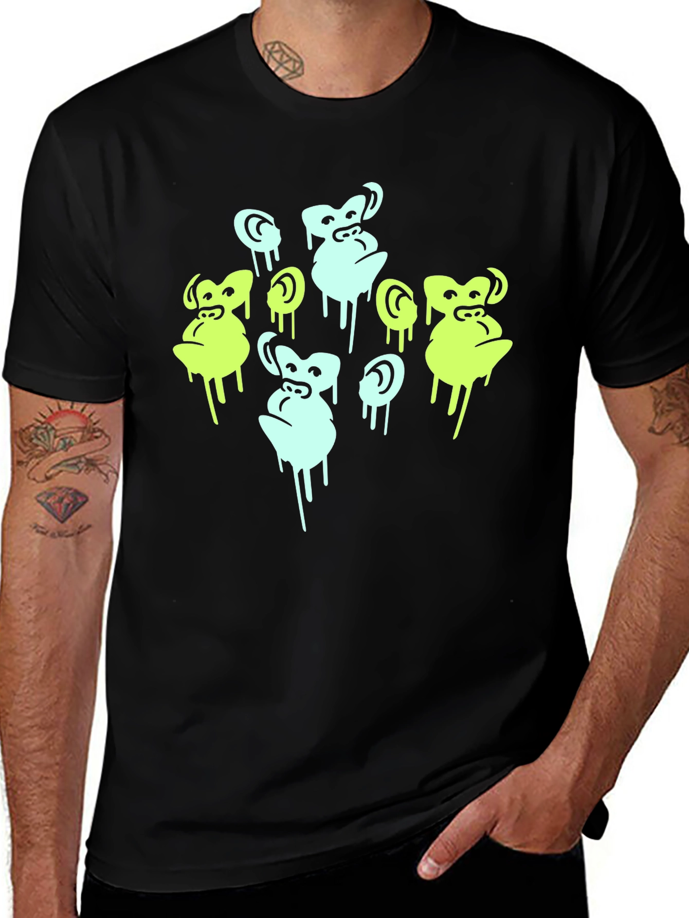Funky Monkey Graphic Tee - Black Cotton Shirt