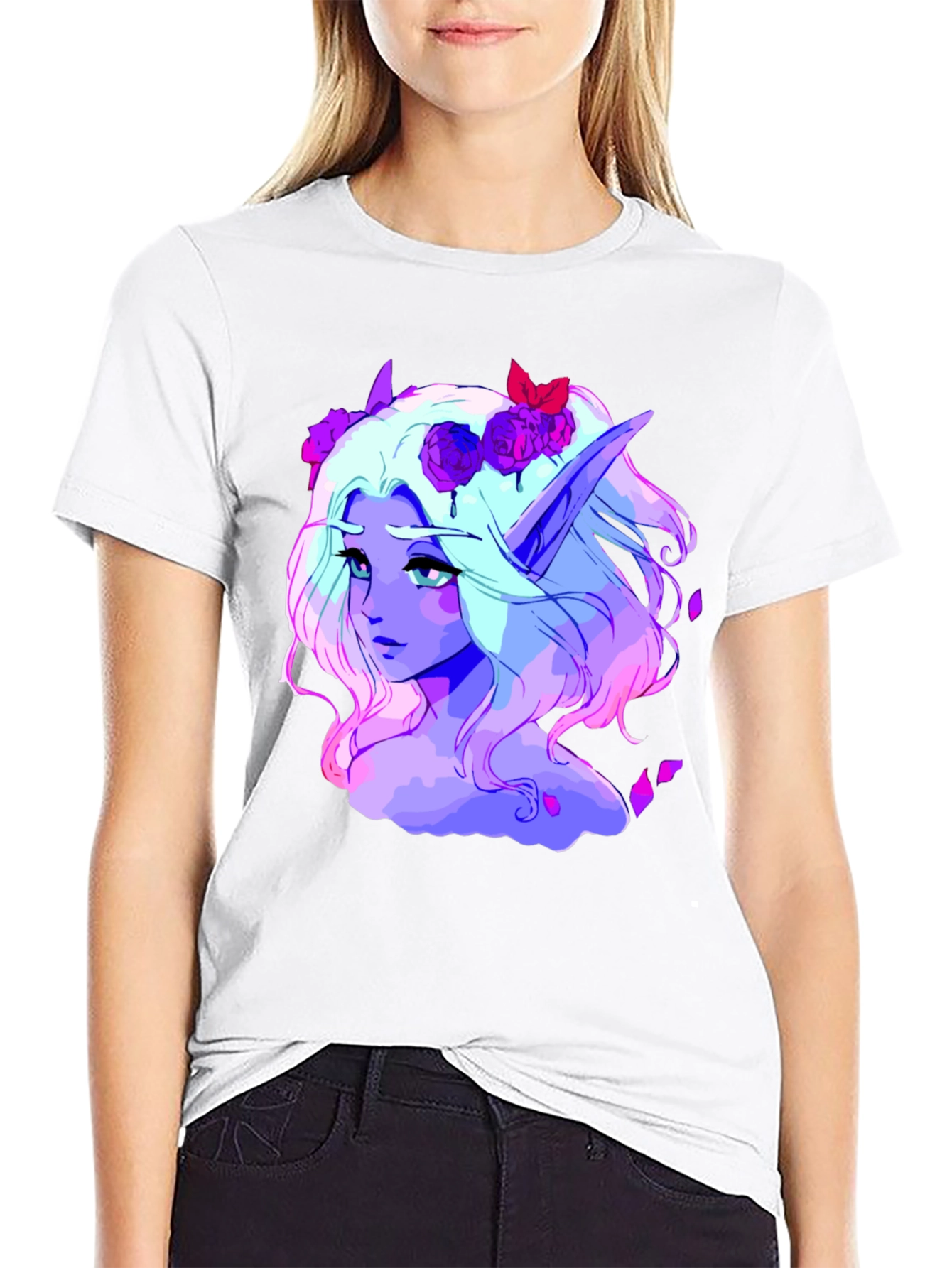Elf Portrait Graphic Tee - Black Cotton Shirt