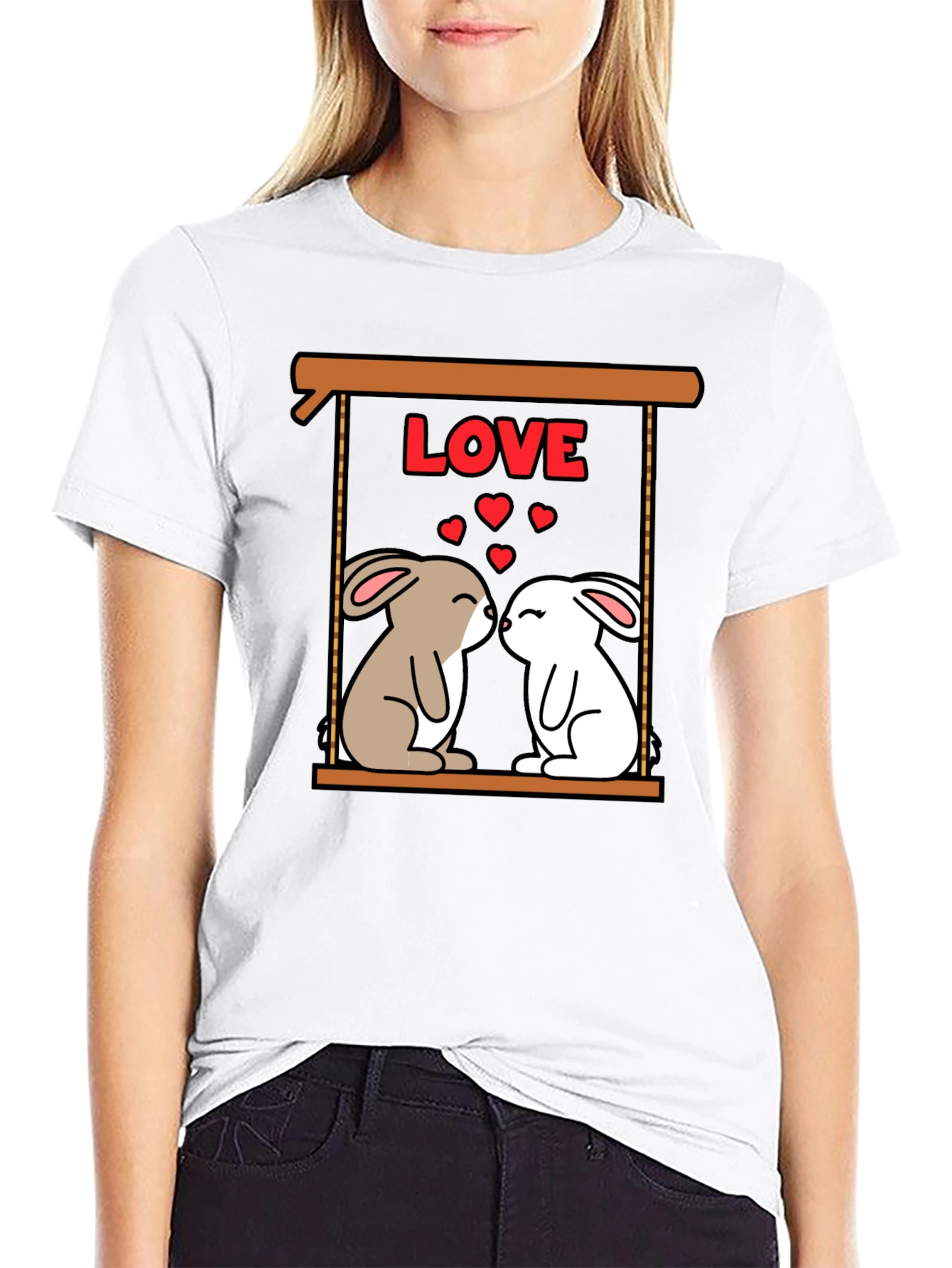Cute Love Bunnies Graphic Tee - Valentines Day Shirt