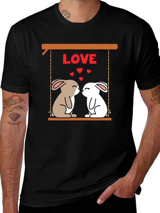 Cute Love Bunnies Graphic Tee - Valentines Day Shirt