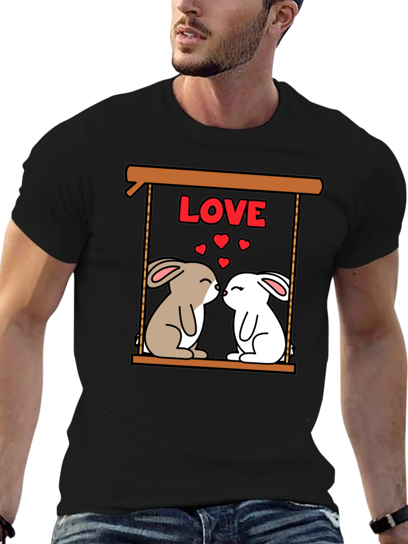 Cute Love Bunnies Graphic Tee - Valentines Day Shirt