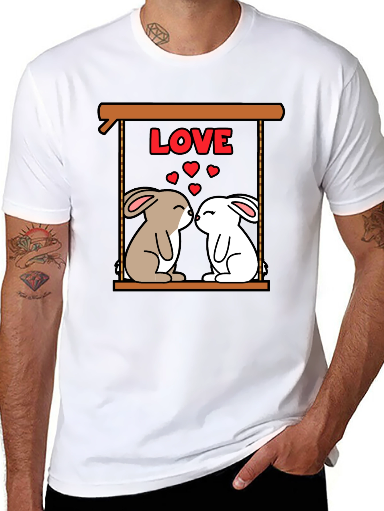 Cute Love Bunnies Graphic Tee - Valentines Day Shirt