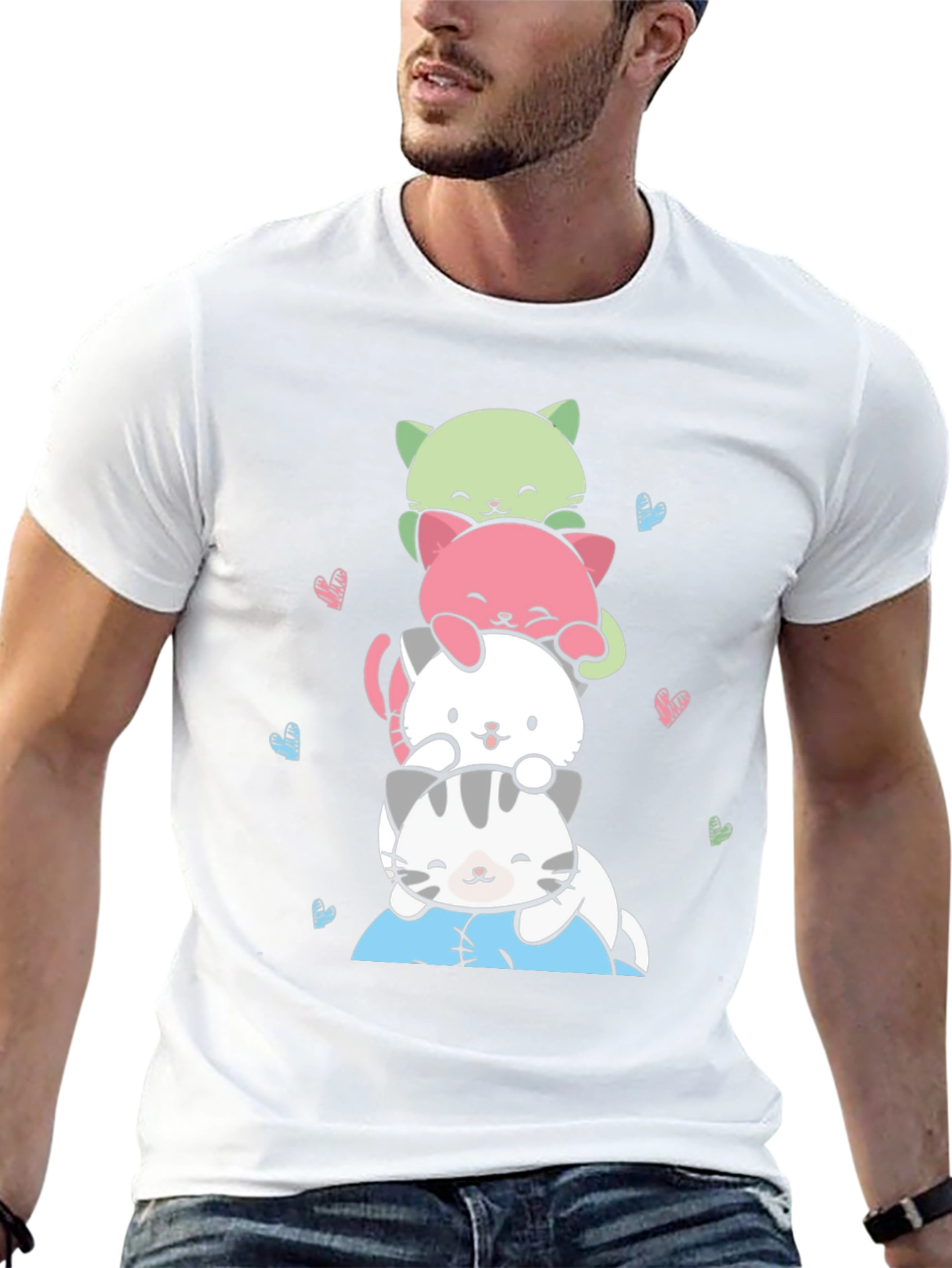 Cute Stacked Cats Graphic Tee