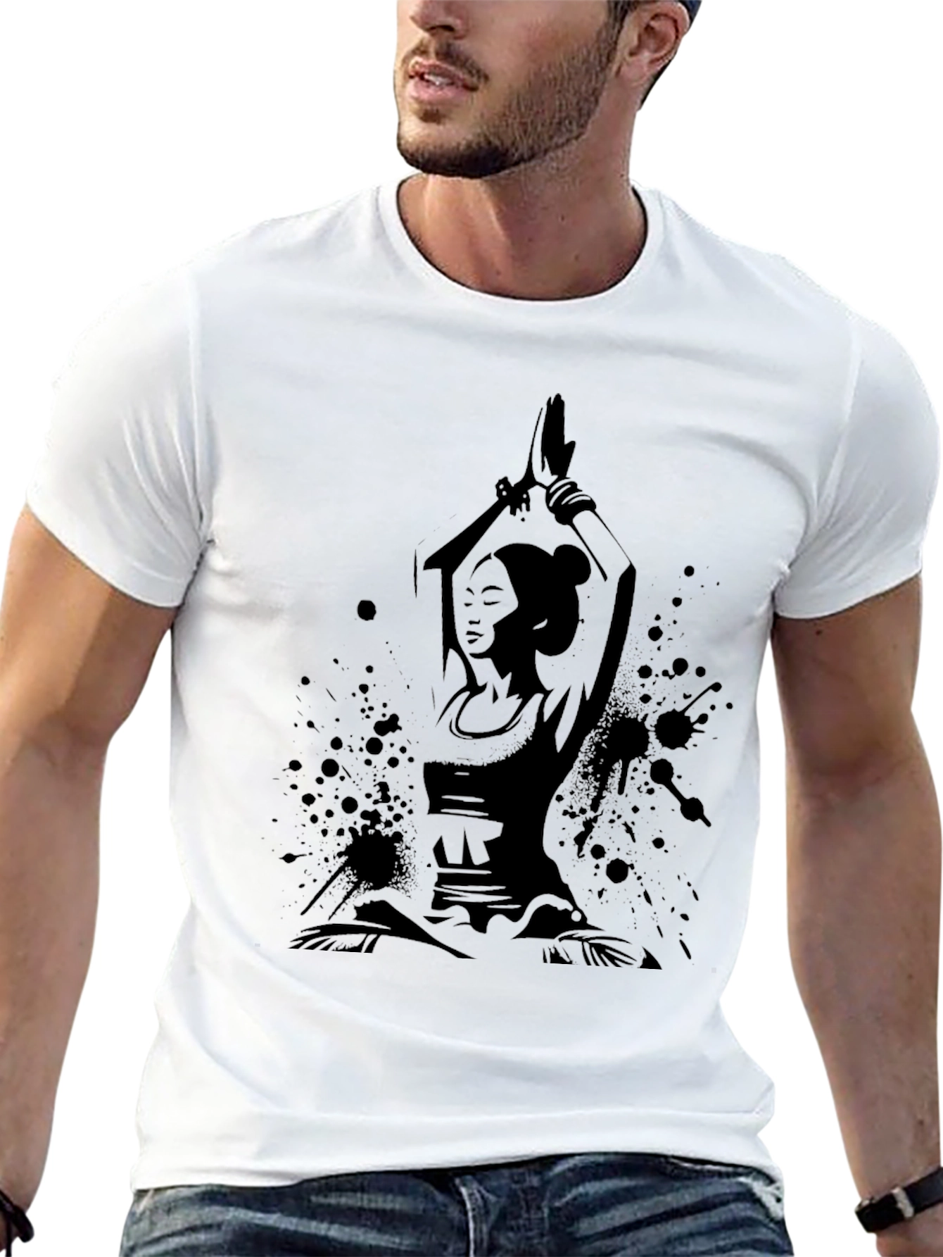 Yoga Pose Graphic Black T-Shirt