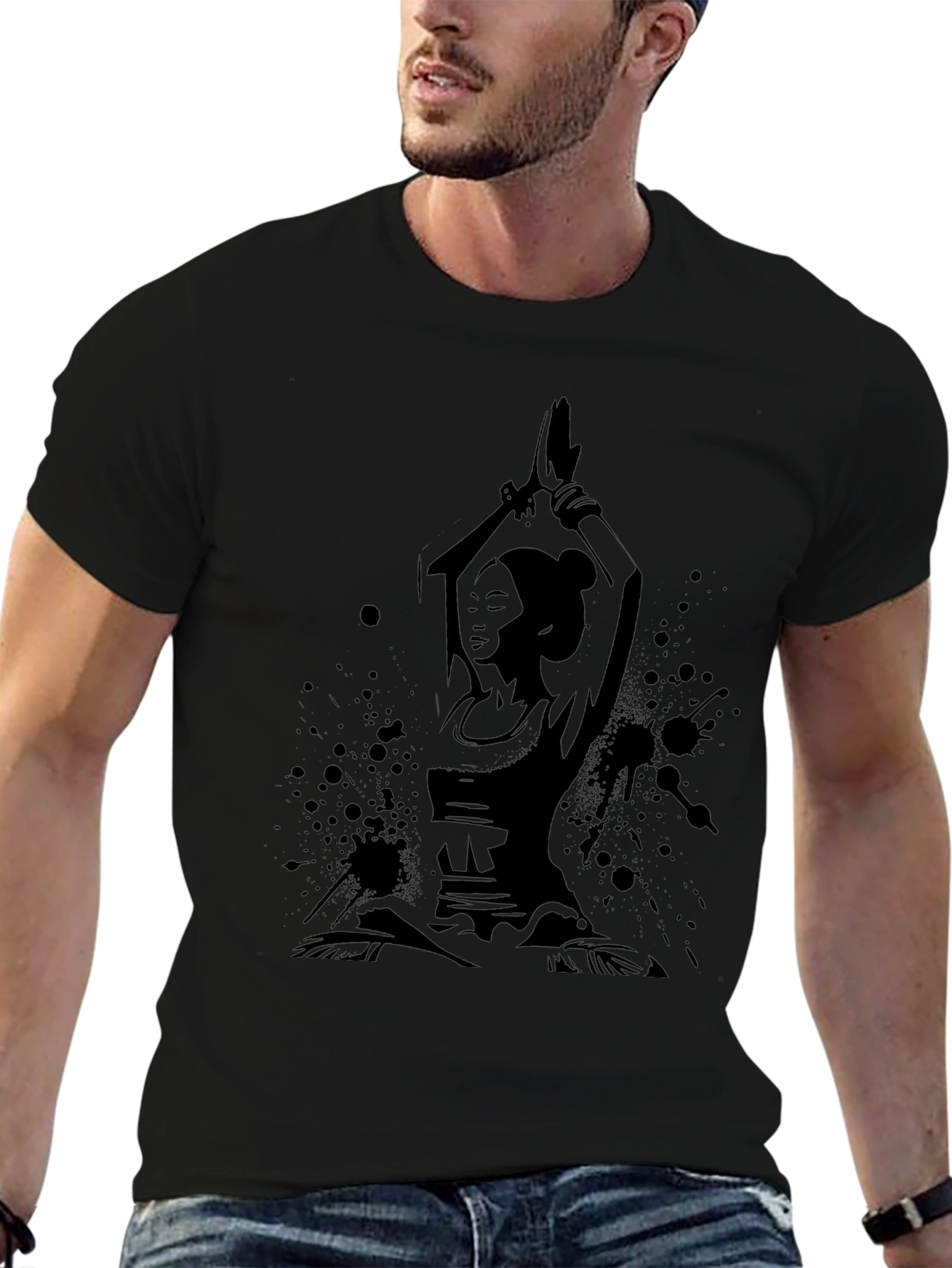 Yoga Pose Graphic Black T-Shirt