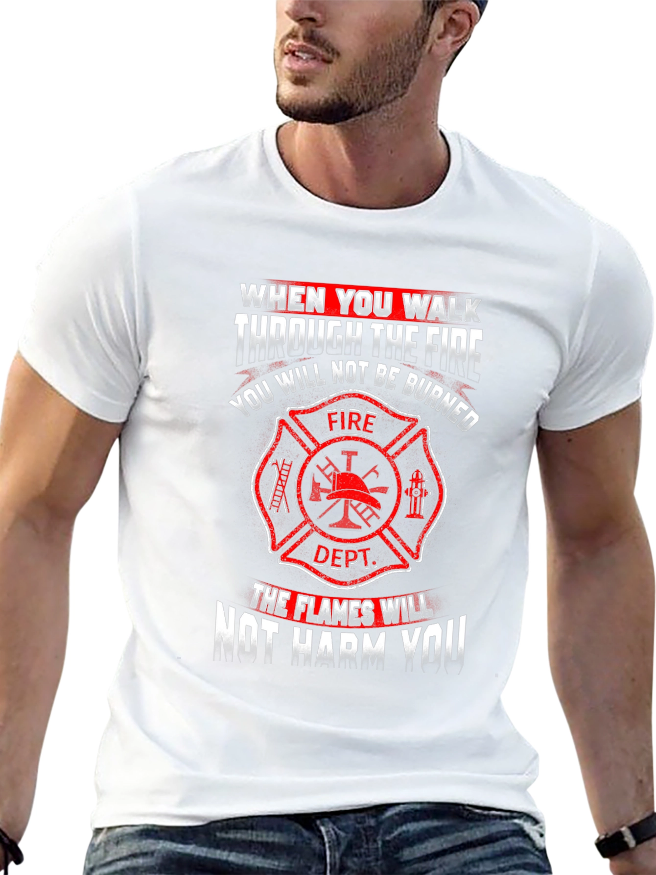Firefighter Graphic T-Shirt - Maltese Cross Design