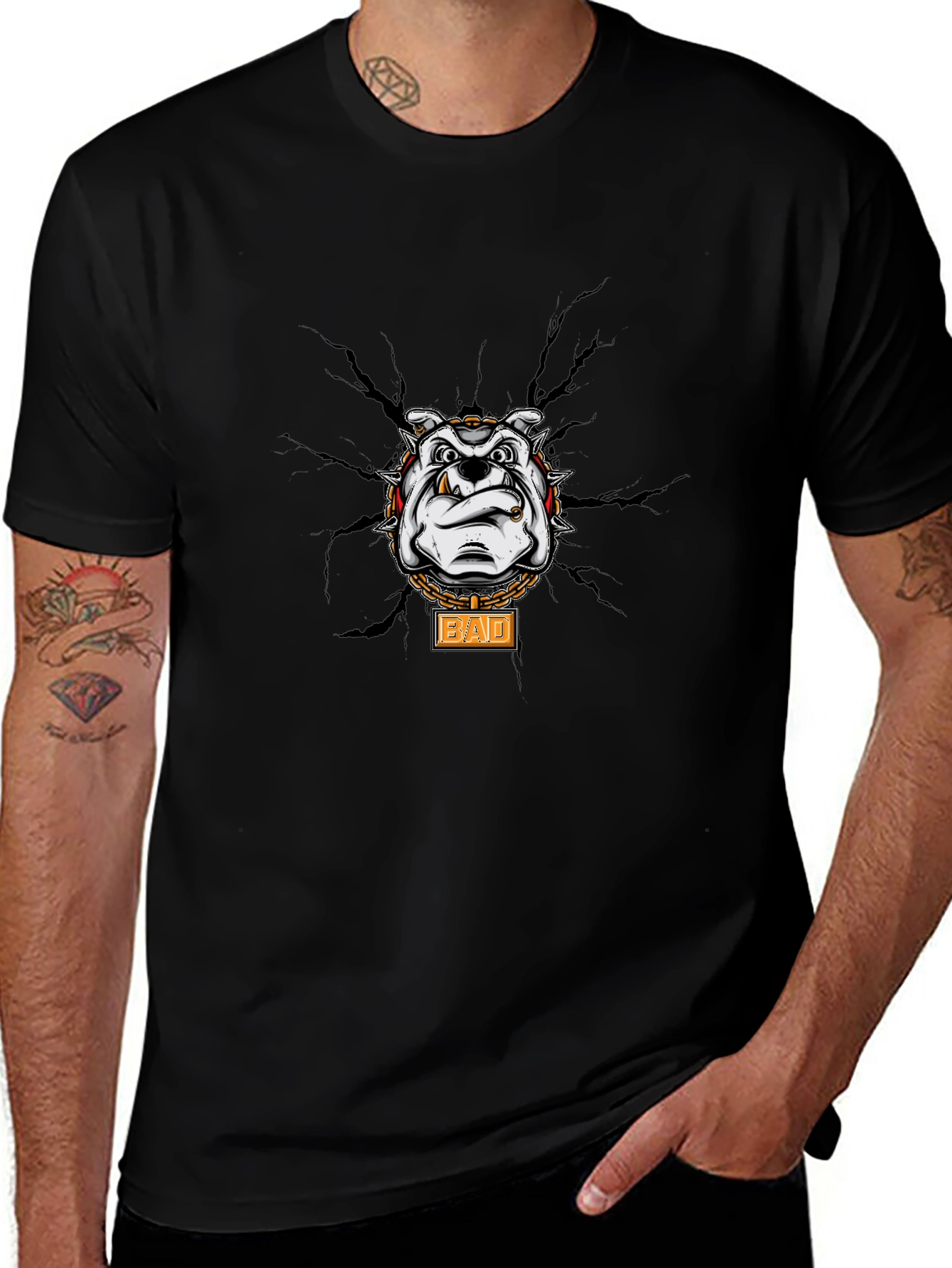 Bad Dog Graphic T-Shirt - Cool Bulldog Design