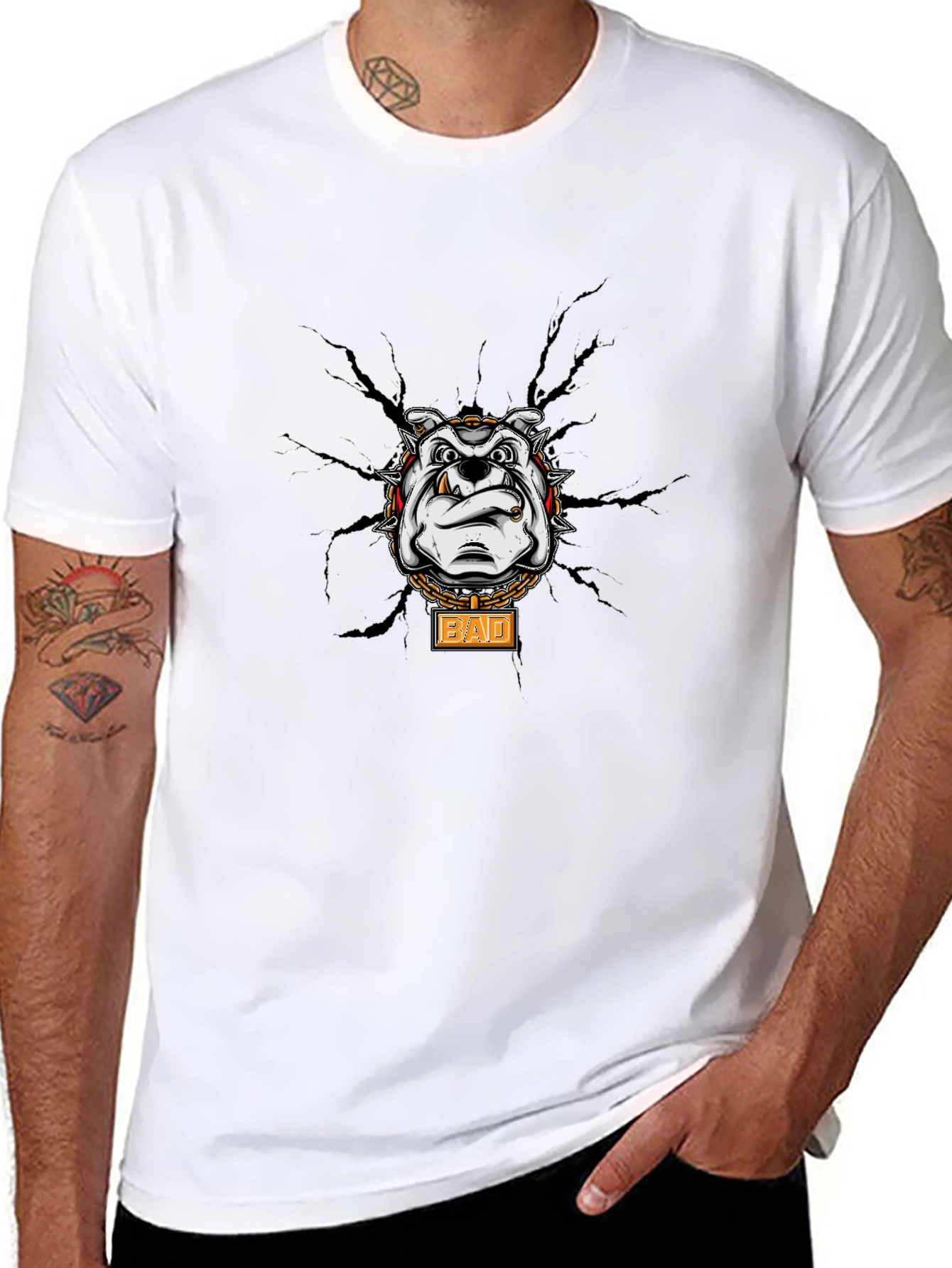 Bad Dog Graphic T-Shirt - Cool Bulldog Design