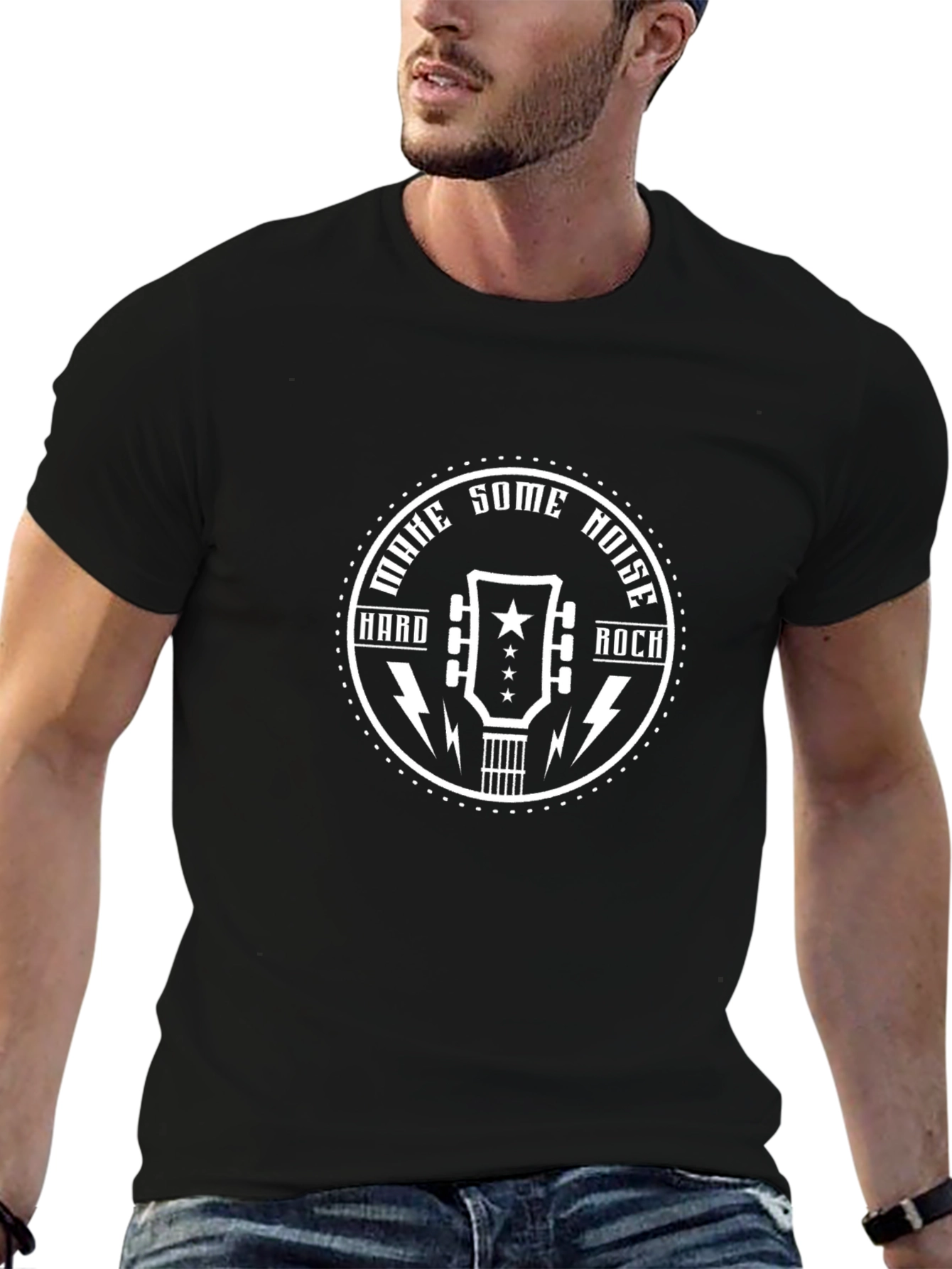 Hard Rock Guitar Graphic T-Shirt - Black