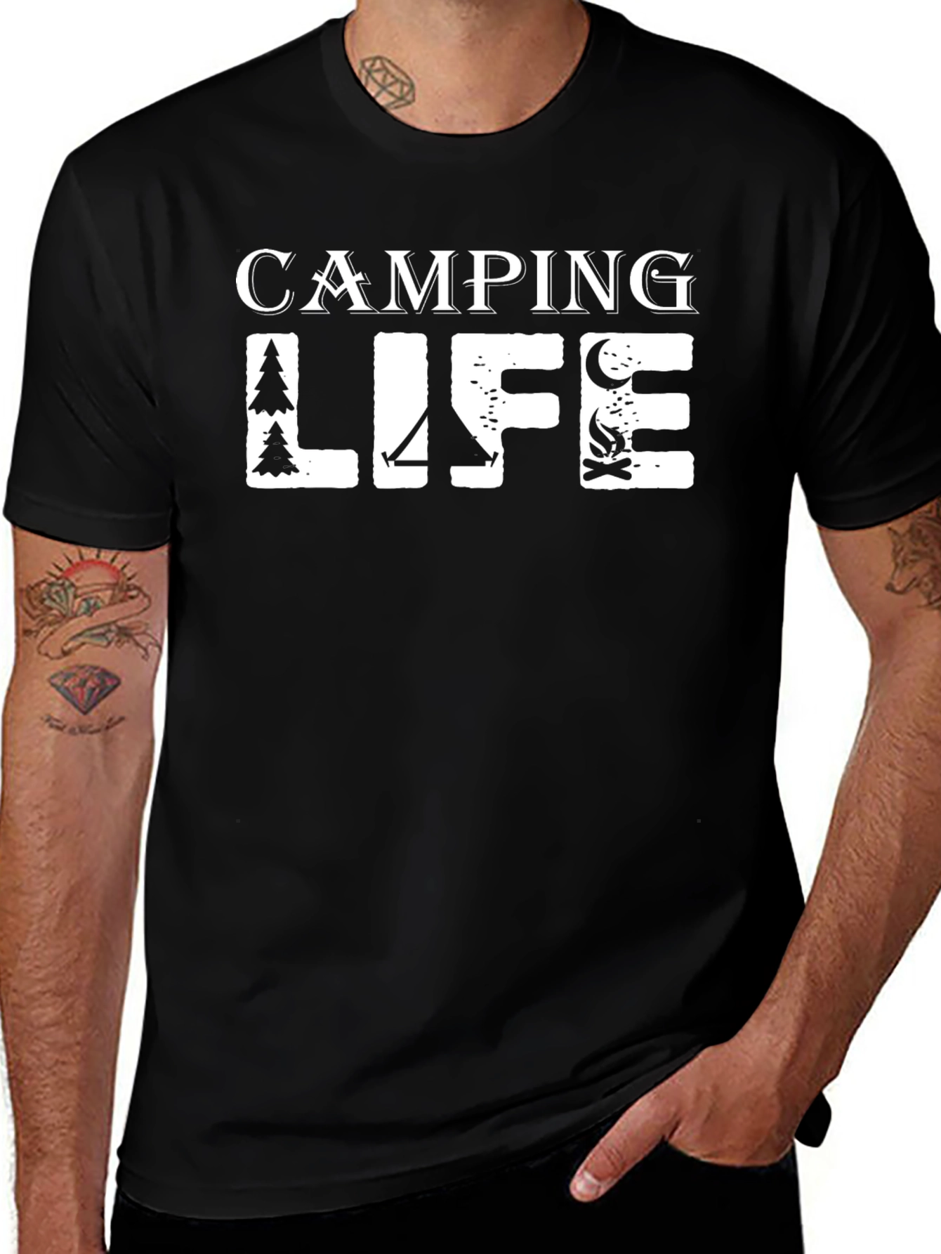 Camping Life Black Graphic T-Shirt