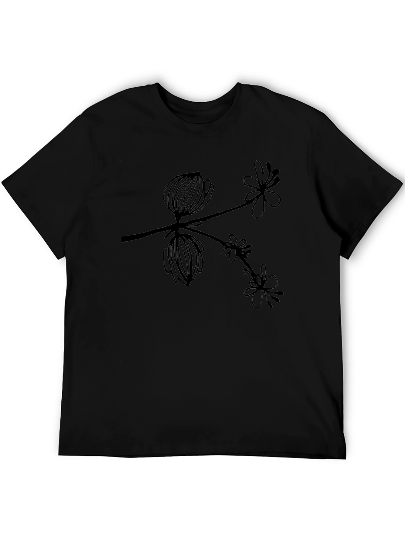 Botanical Branch Graphic Black T-Shirt