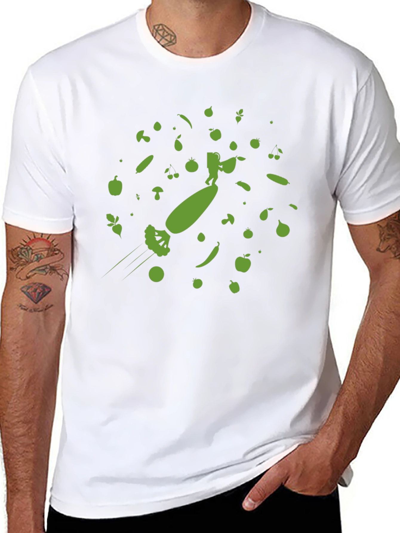 Astronaut Surfing Broccoli T-Shirt - Fun & Unique!