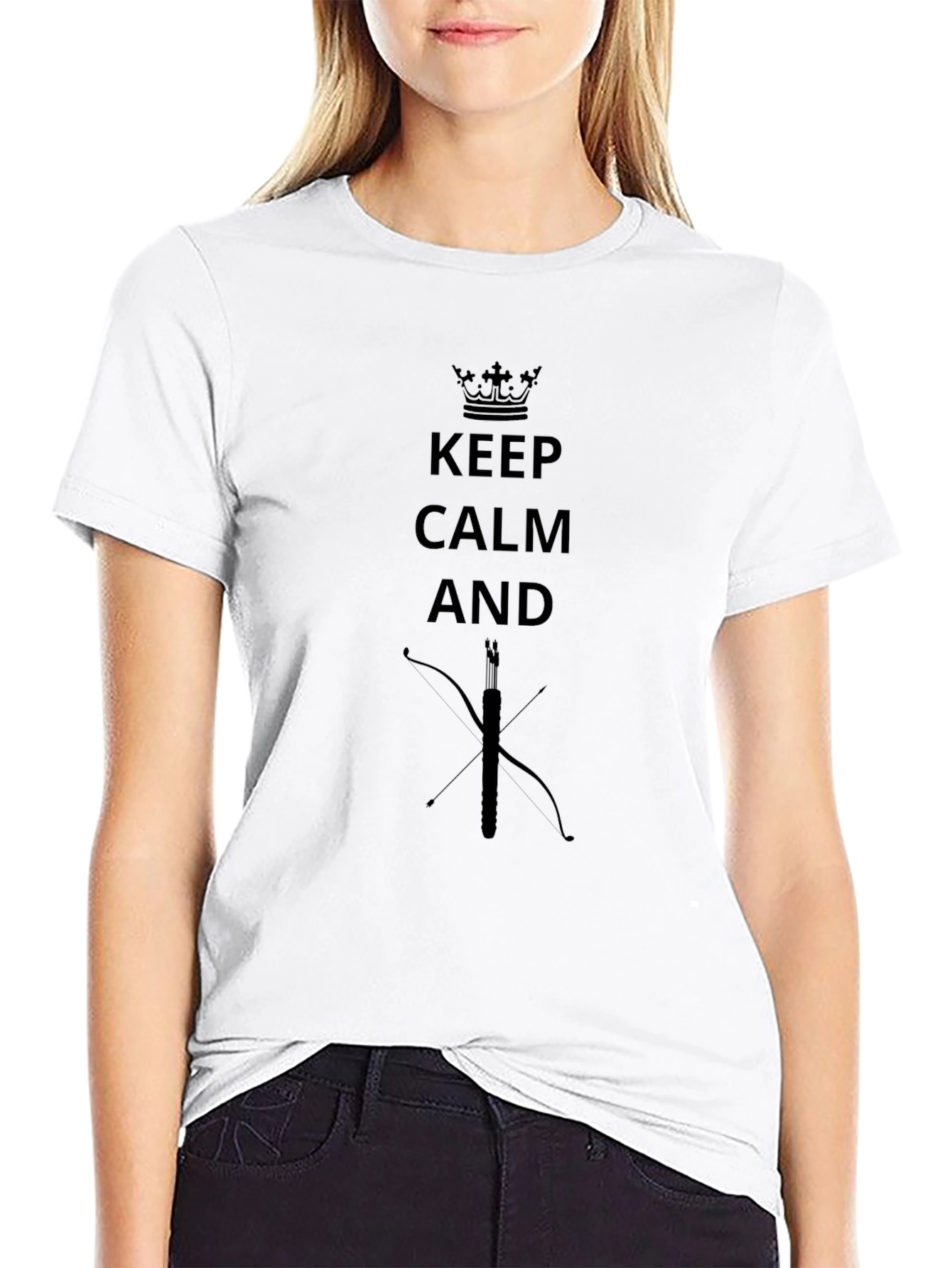 Keep Calm Archery Bow and Arrow Graphic T-Shirt
