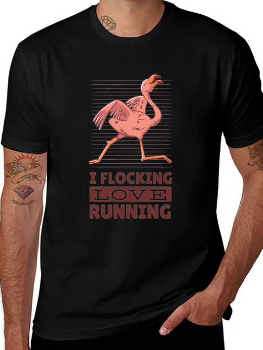 I Flocking Love Running T-Shirt Flamingo Design
