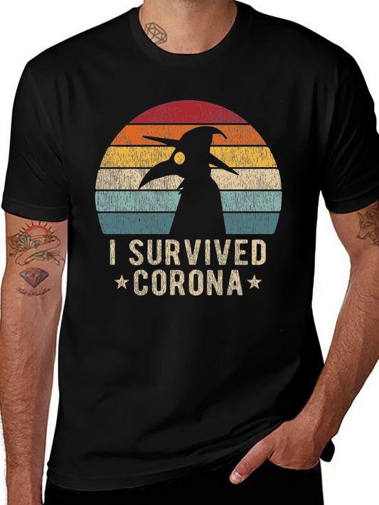 I Survived Corona Plague Doctor Retro T-Shirt