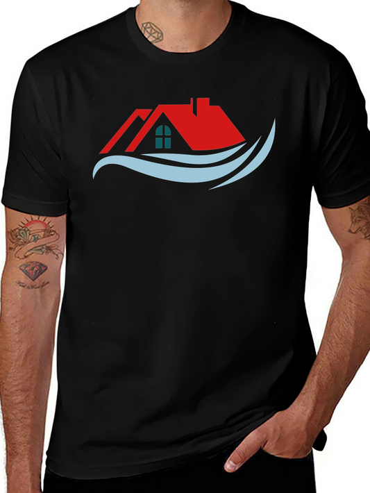 Home & Wave Graphic Tee - Stylish Black T-Shirt