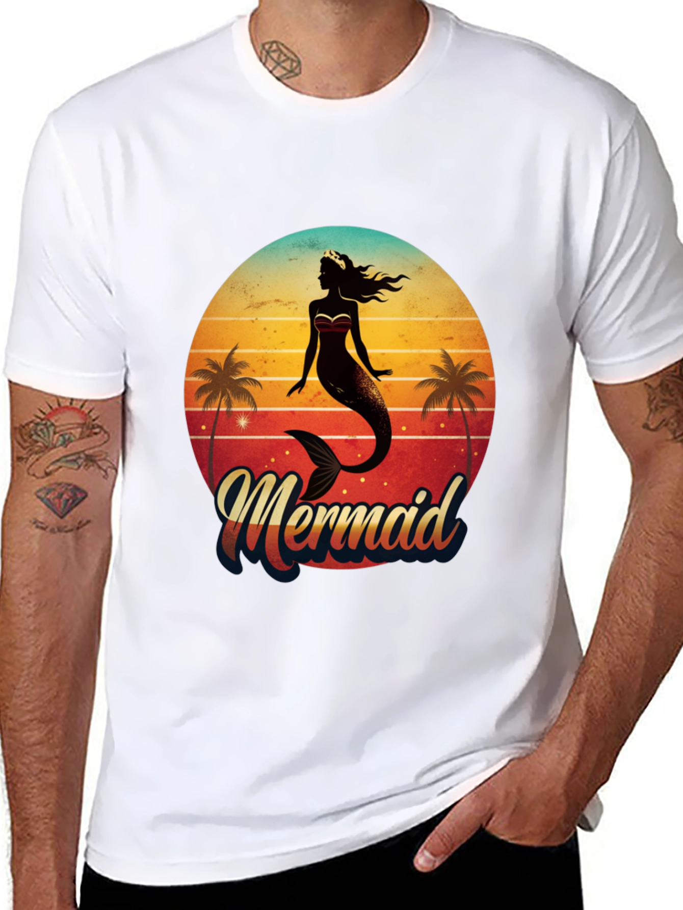 Retro Mermaid Graphic Tee - Beach Vibes