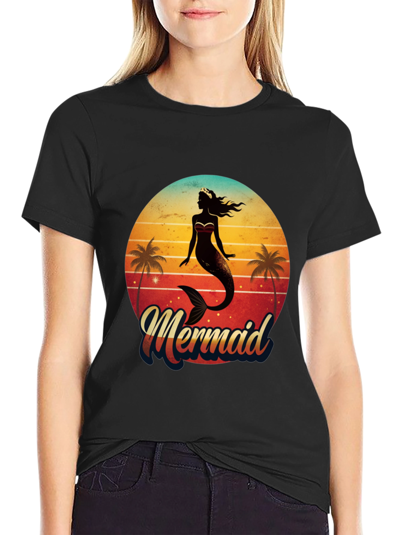 Retro Mermaid Graphic Tee - Beach Vibes