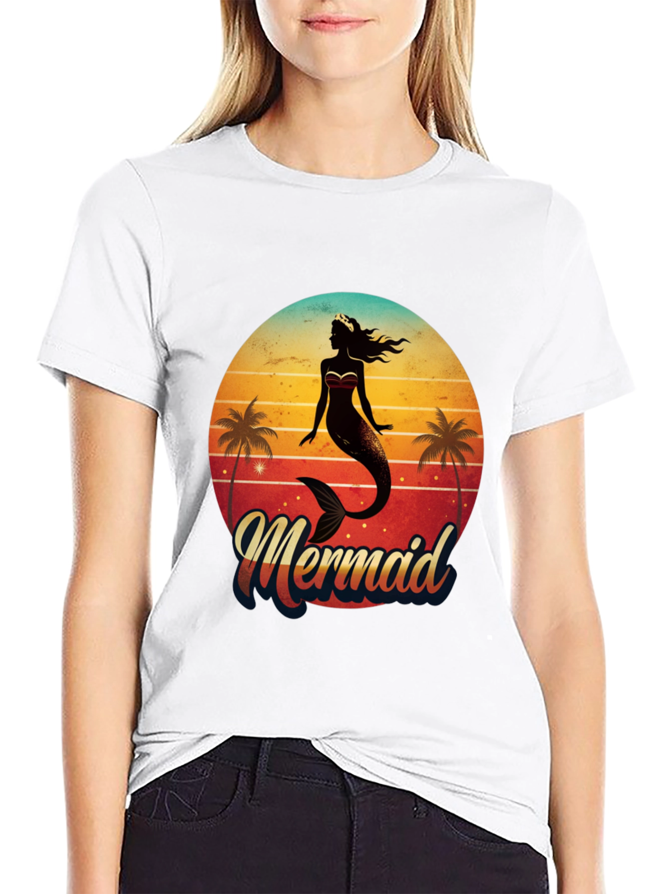 Retro Mermaid Graphic Tee - Beach Vibes