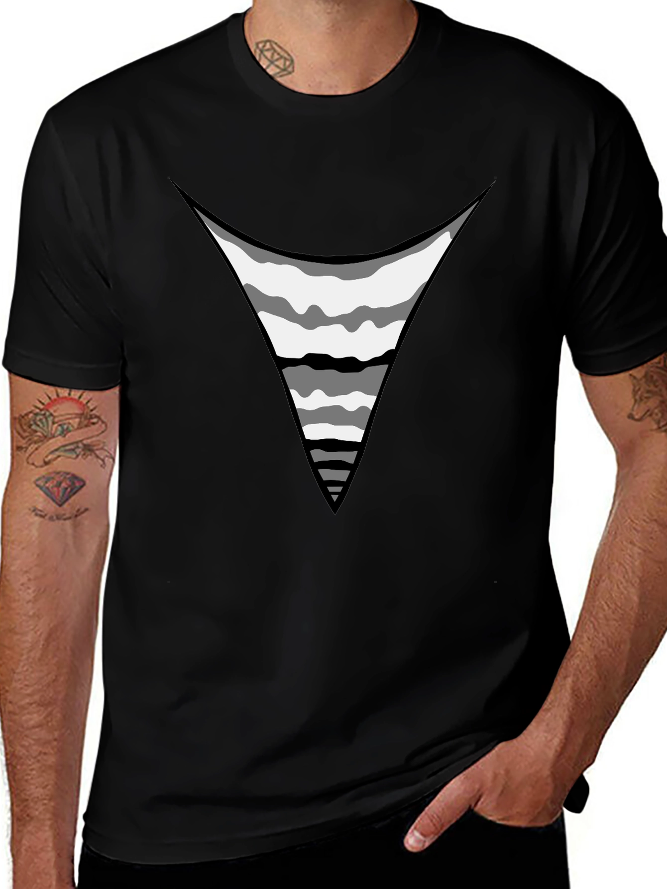 Mens Black Graphic Tee - Exposed Rib Cage Print