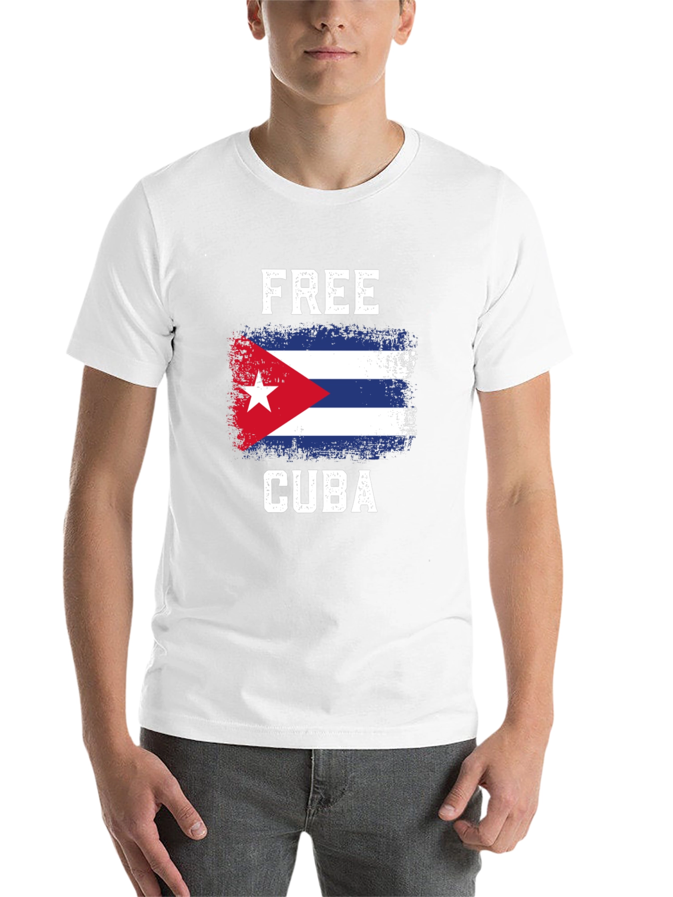 Free Cuba Graphic Tee - Distressed Cuban Flag T-Shirt