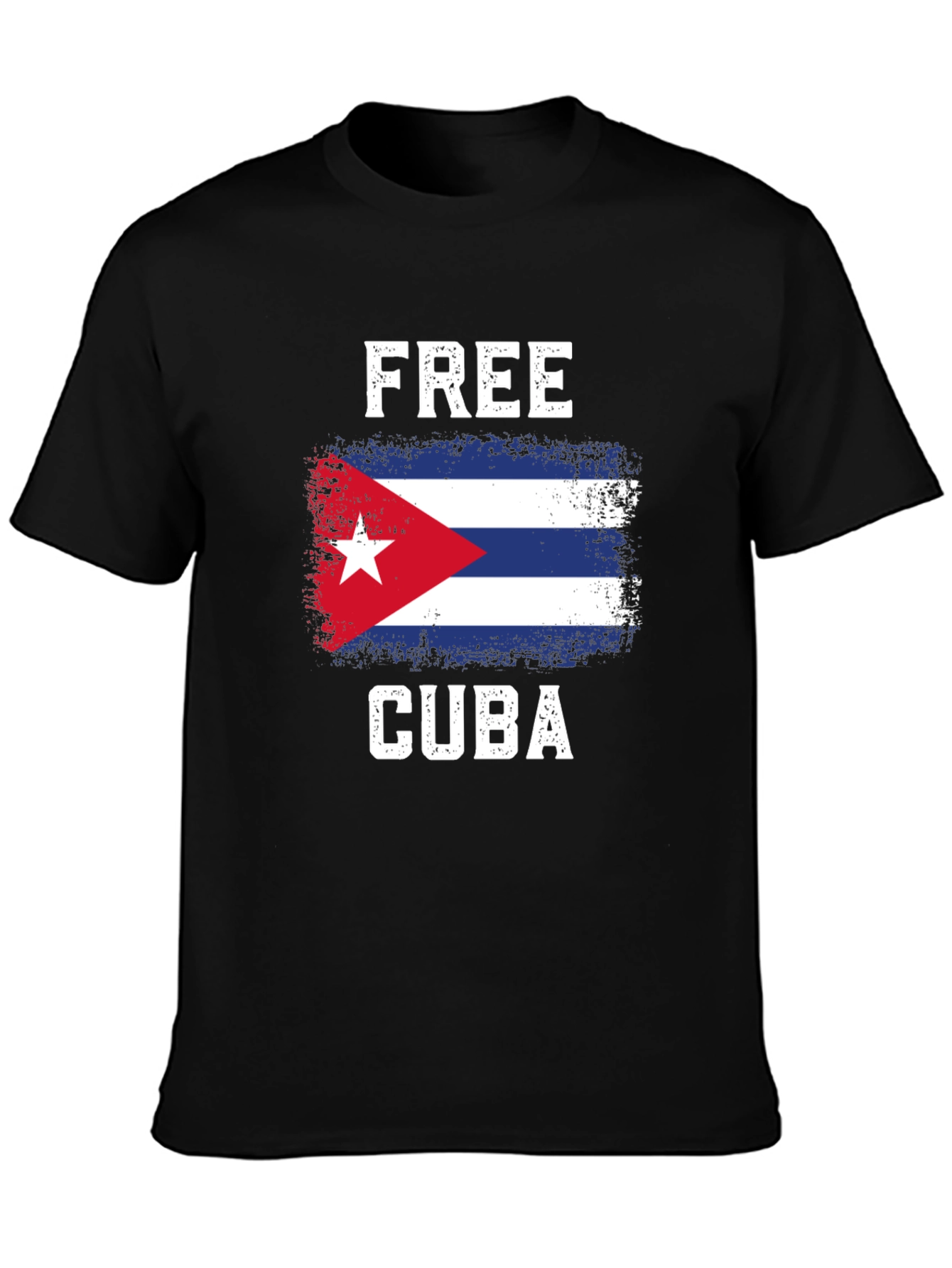 Free Cuba Graphic Tee - Distressed Cuban Flag T-Shirt