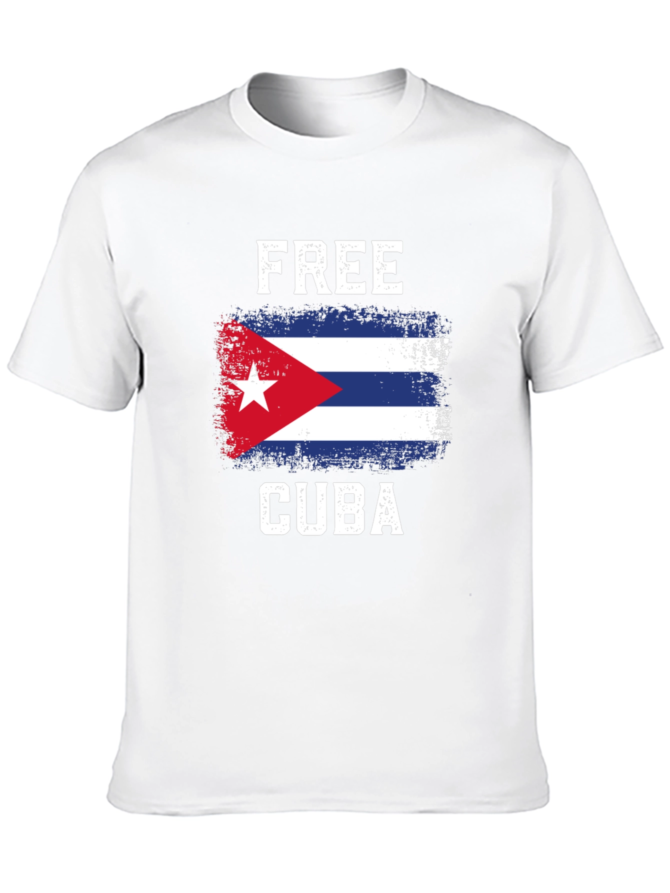 Free Cuba Graphic Tee - Distressed Cuban Flag T-Shirt