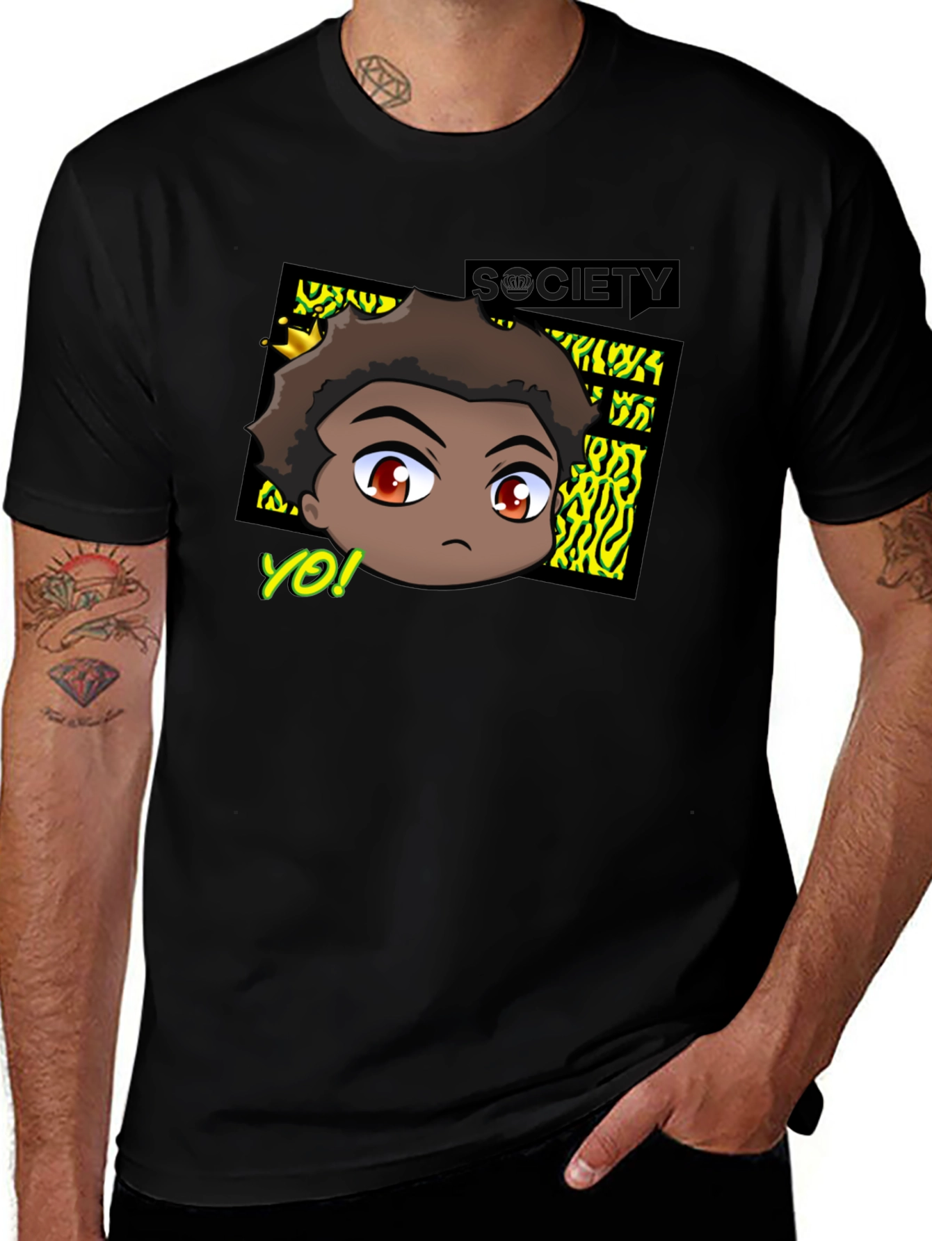 Trendy Anime Graphic Tee - Black