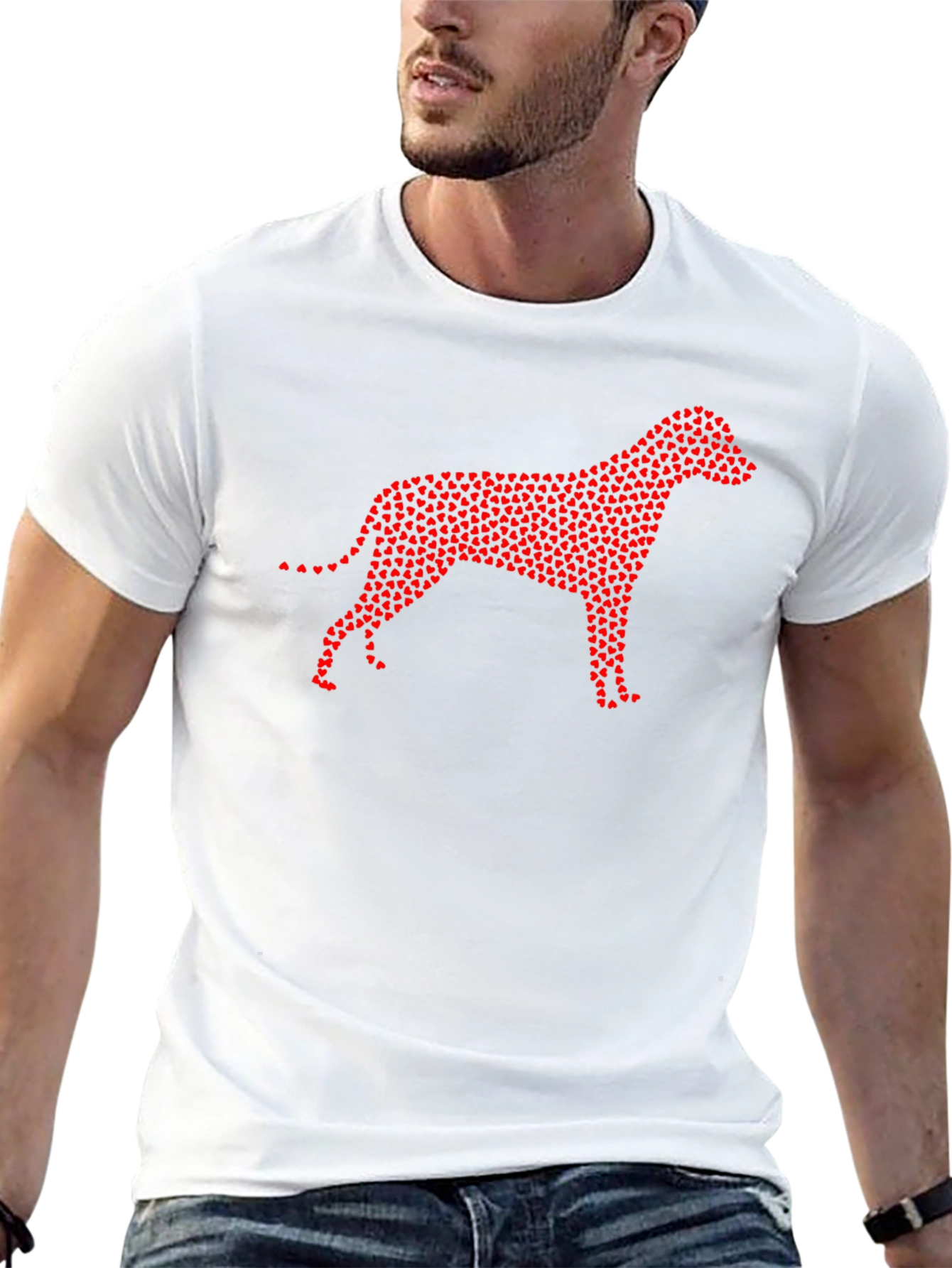 Heart Dog Graphic Tee - Black Crew Neck