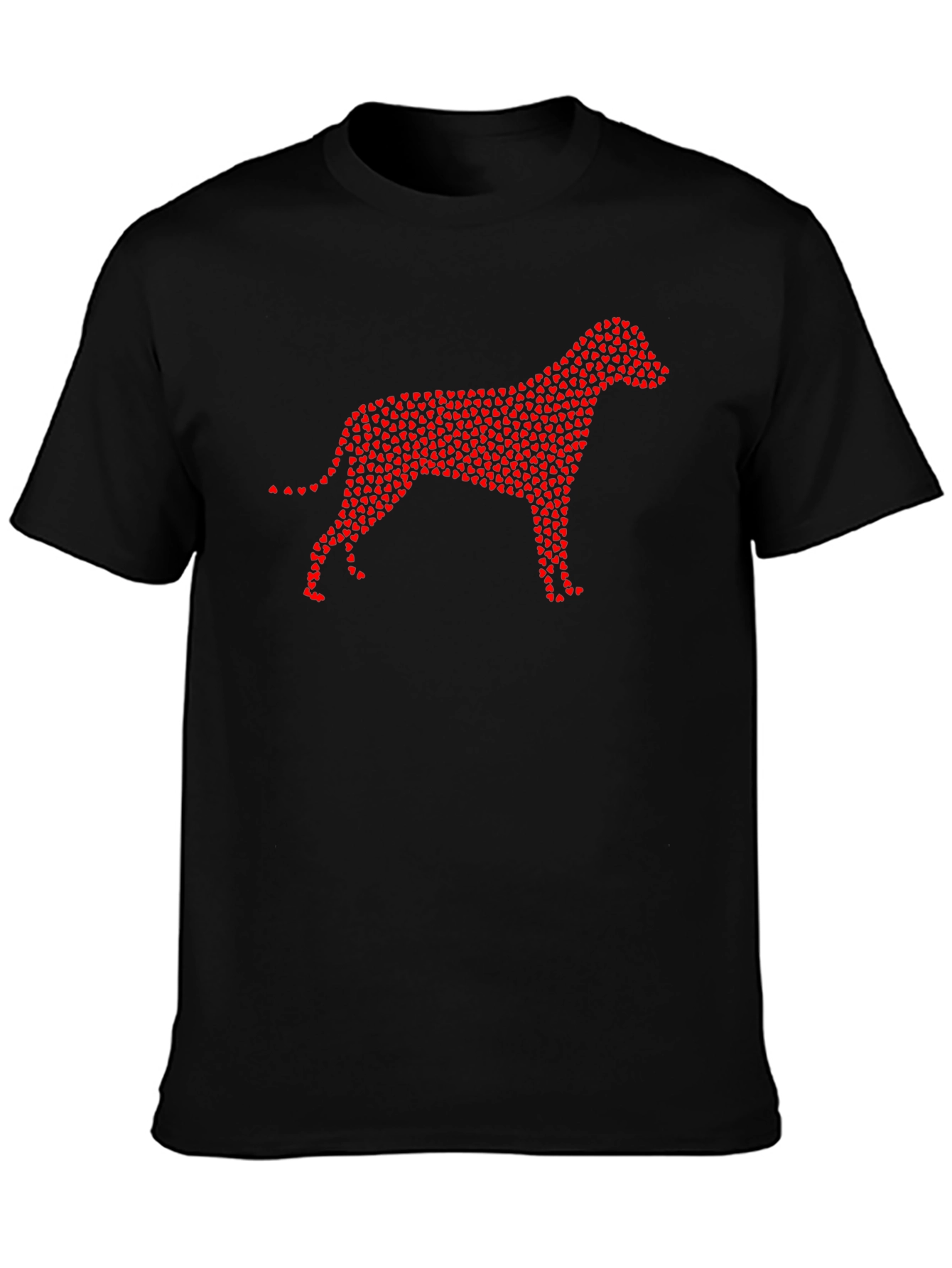Heart Dog Graphic Tee - Black Crew Neck