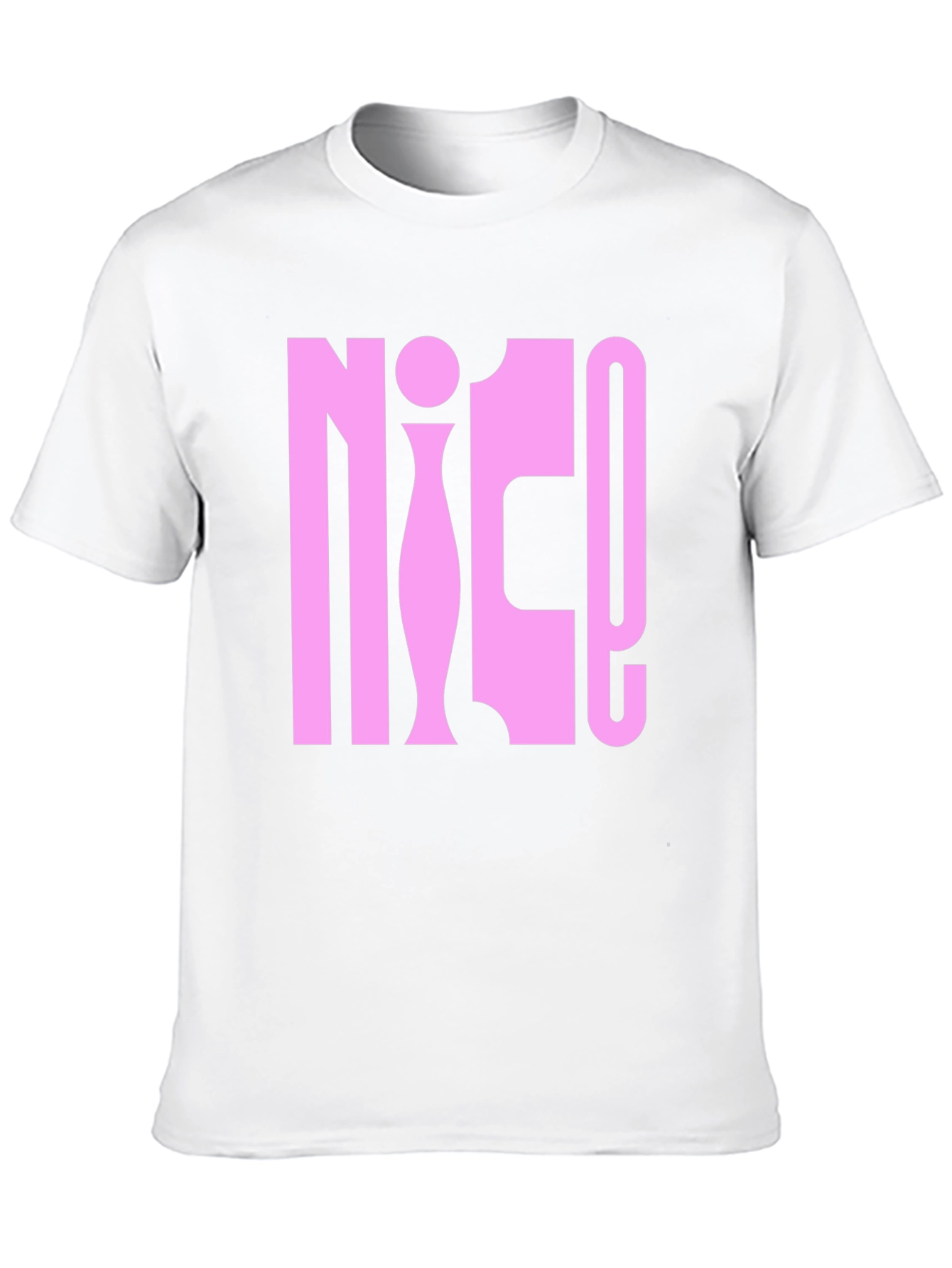 NICE! Pink Graphic Print Black T-Shirt