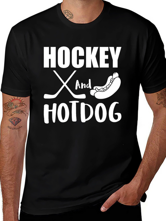 Hockey and Hotdog Graphic T-Shirt