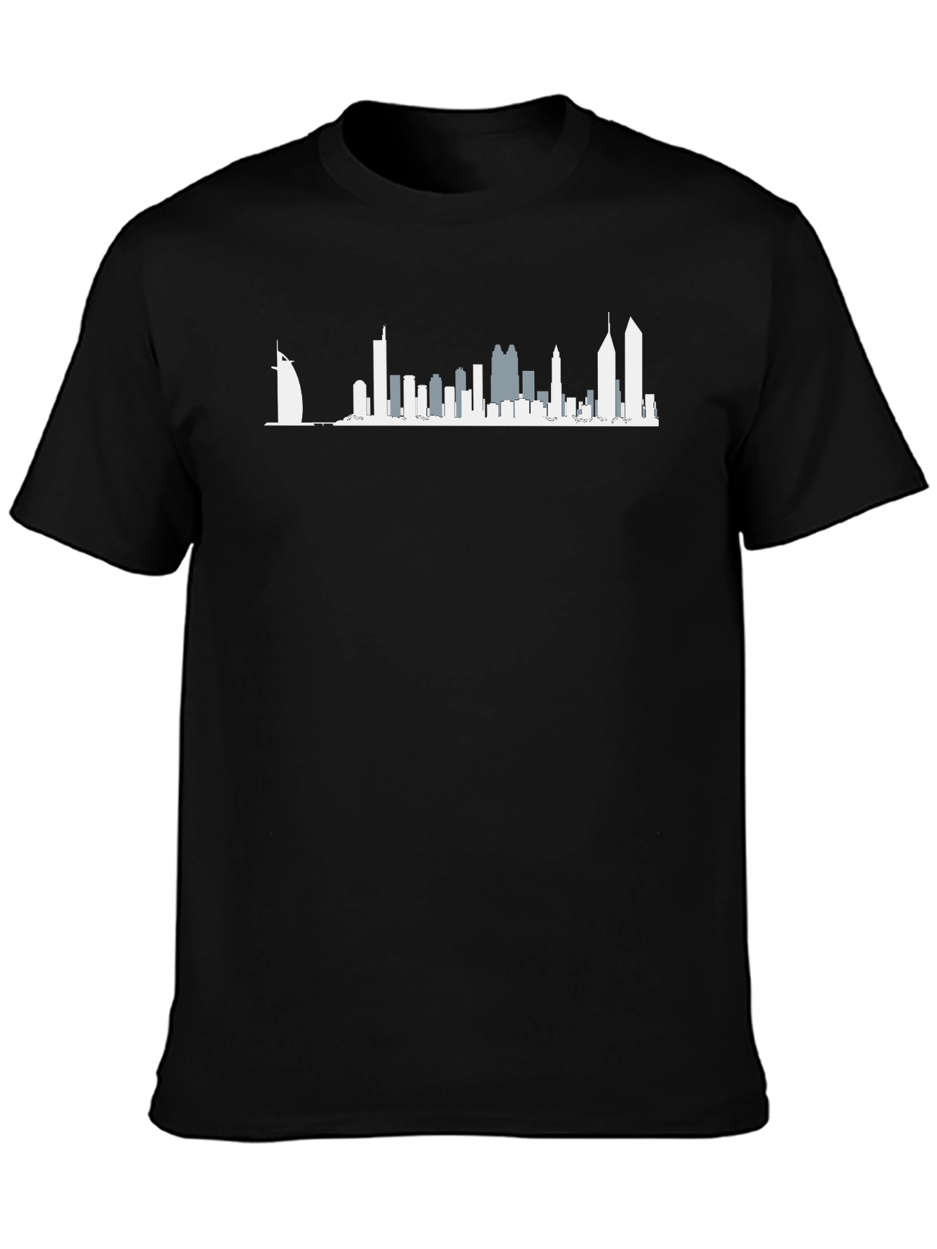 Dubai Skyline Graphic T-Shirt - Black Crew Neck Tee
