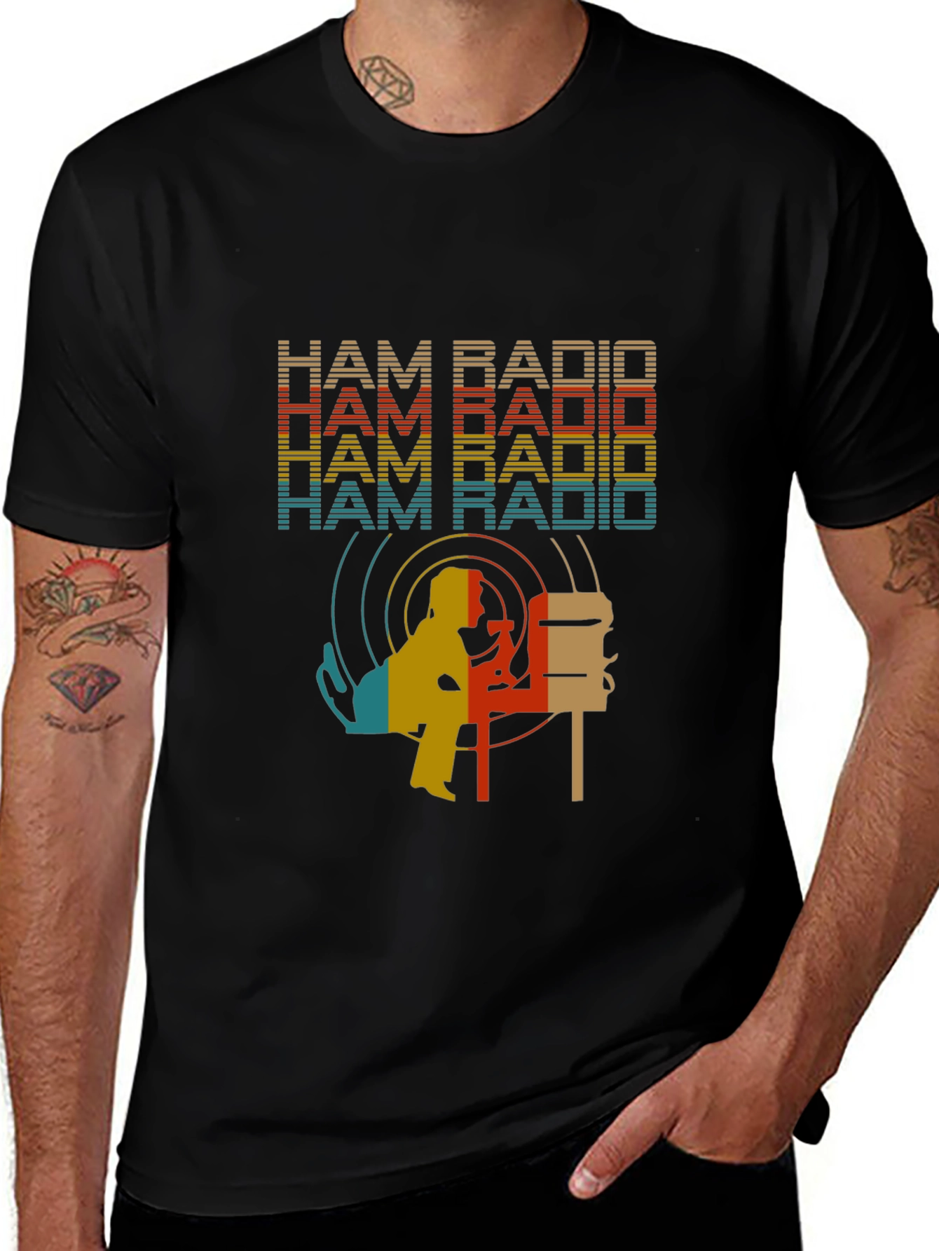 Ham Radio Retro Style Black T-Shirt