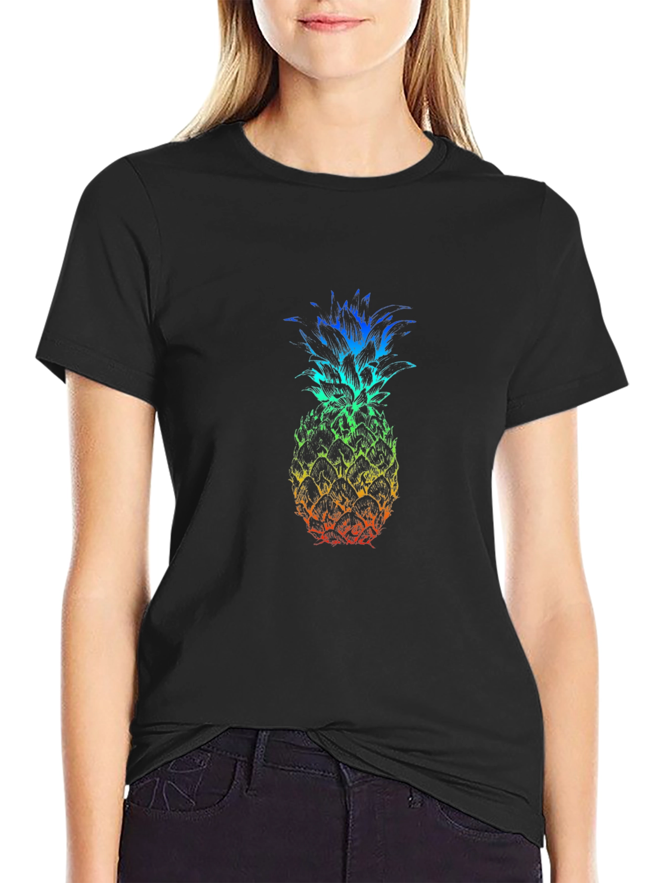 Rainbow Pineapple Graphic T-Shirt