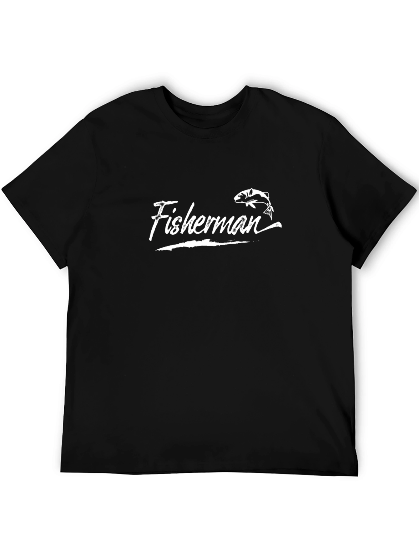 Fisherman Graphic Tee - Black Cotton Comfort