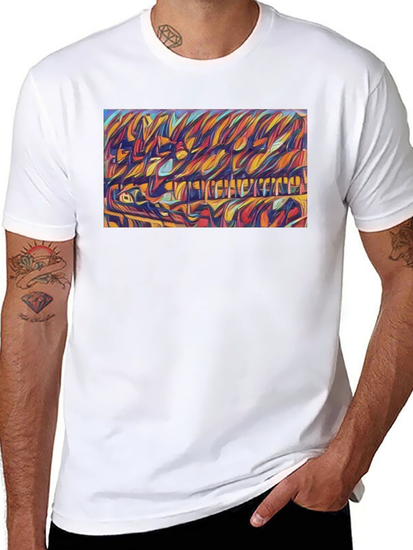 Abstract Expressionist Graphic Tee - Bold Artistic Design