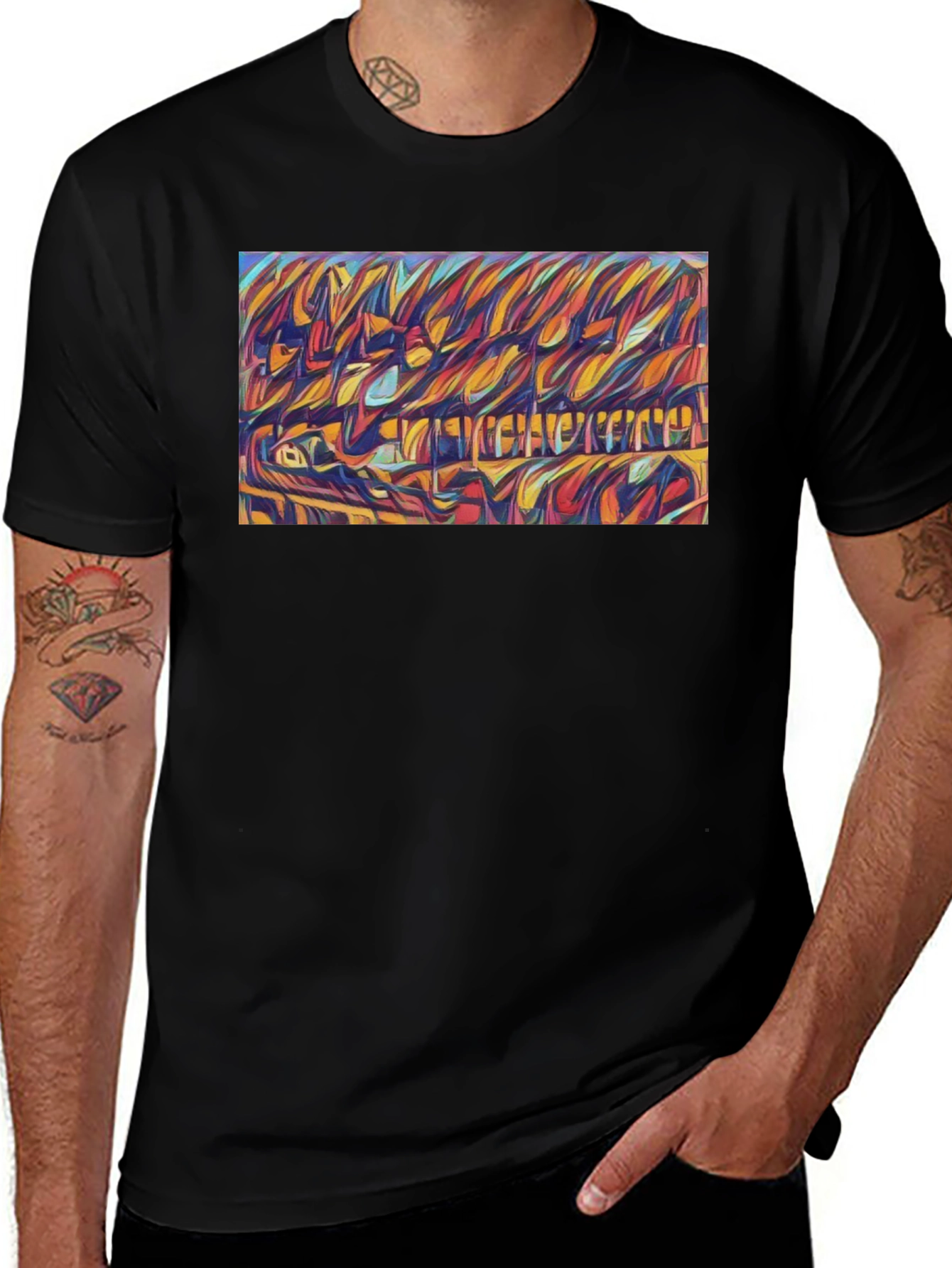 Abstract Expressionist Graphic Tee - Bold Artistic Design